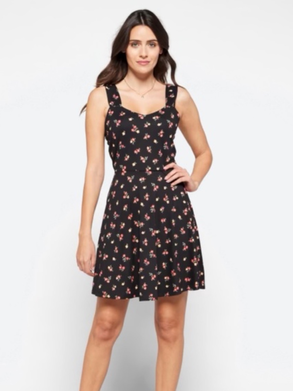 French Grey L black floral Melcy knit dress